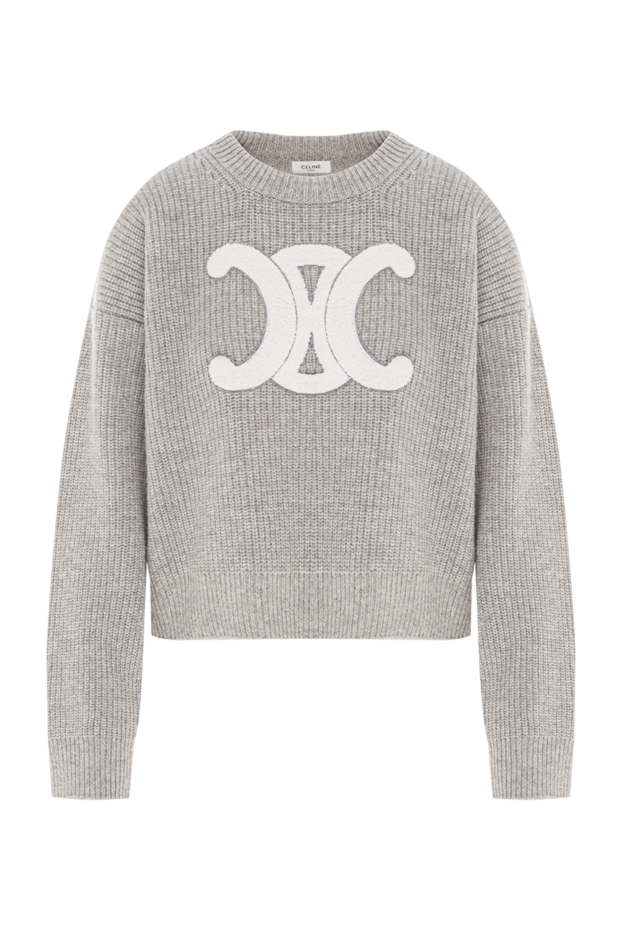 Celine triomphe grey crew neck jumper in virgin wool 191969 - photo 1