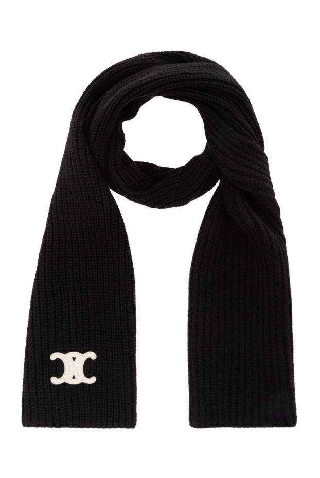 Celine black cashmere scarf with triomphe logo 191971 - photo 1