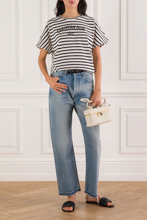 Dior көгілдір және ақ мақтадан жасалған жейдедегі d-stripes футболкасы 191987 - фото 2