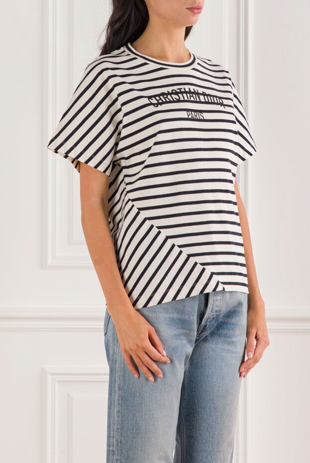 Dior d-stripes t-shirt in navy and white cotton jersey 191987 - photo 3