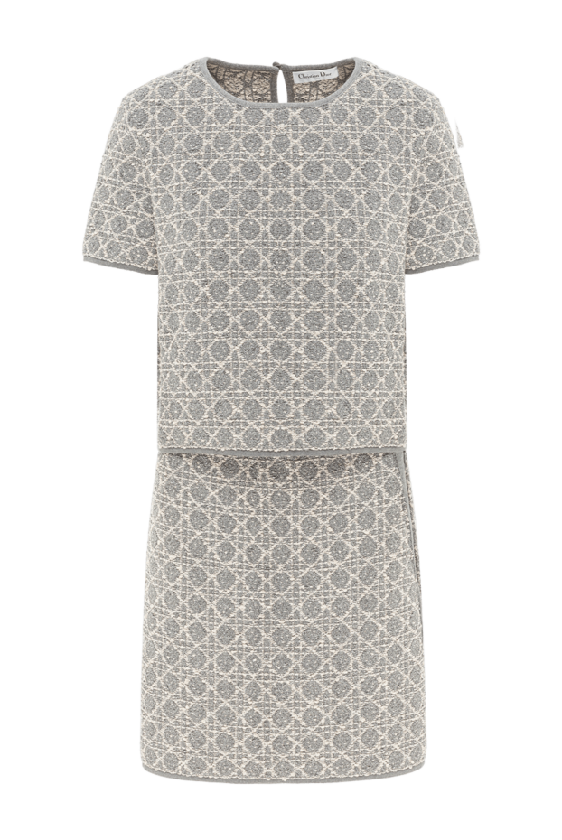 Dior макроканнаж үлгісі бар юбкамен сұр трикотаж костюмі 192026 - фото 1