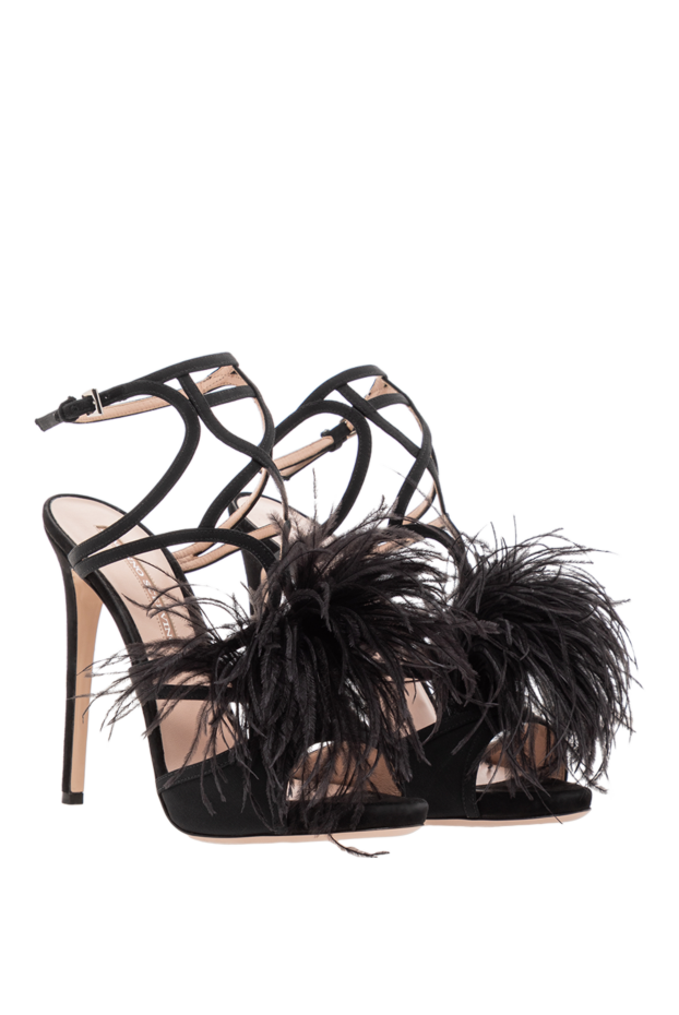 Ermanno Scervino black suede high heel sandals with feathers 192033 - photo 3