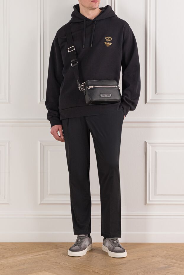 Dolce & Gabbana black cotton jersey hoodie with embroidery
 192061 - photo 2