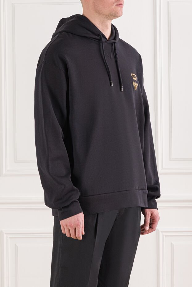 Dolce & Gabbana black cotton jersey hoodie with embroidery
 192061 - photo 3