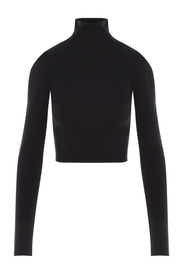 Alaia black crop top with long sleeves and smooth texture 192072 - photo 1