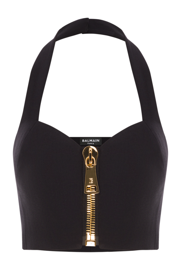 Balmain black wool halter crop top 192076 - photo 1