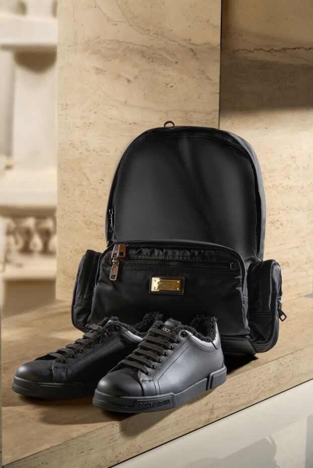 Dolce & Gabbana зимние сникеры portofino light из телячьей кожи черного цвета 192088 - фото 2