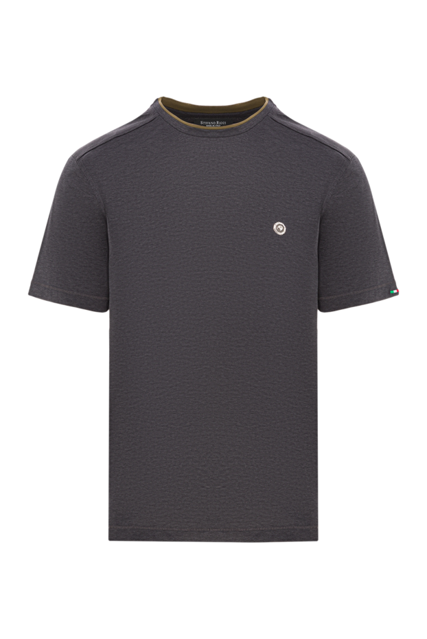 Stefano Ricci gray cotton t-shirt with metallic logo 192106 - photo 1