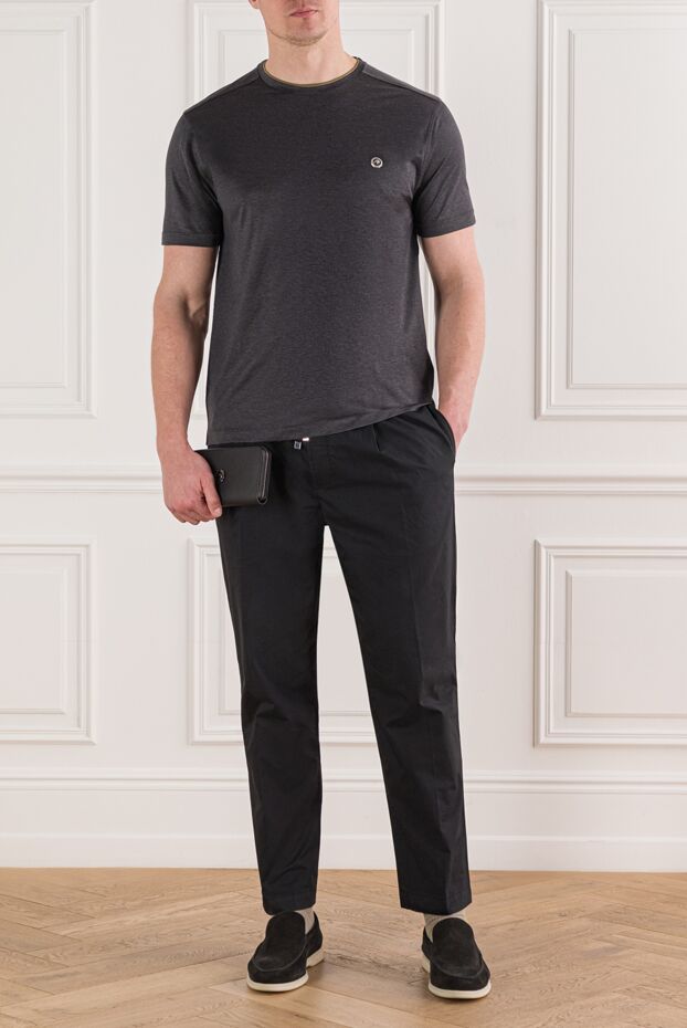 Stefano Ricci gray cotton t-shirt with metallic logo 192106 - photo 2