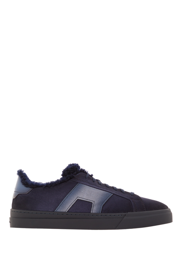 Santoni men's gloria suede sneakers in dark blue with fur lining. 192144 - photo 1