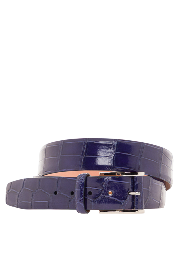 Men's blue alligator leather belt - photo 1