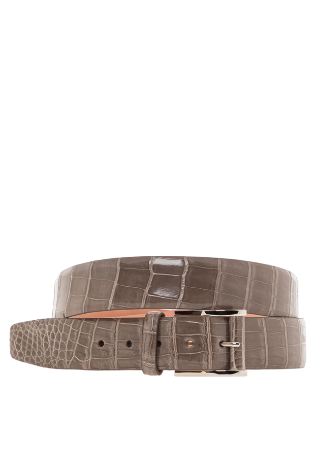 Cesare di Napoli men's gray alligator leather belt with metal buckle 192151 - photo 1