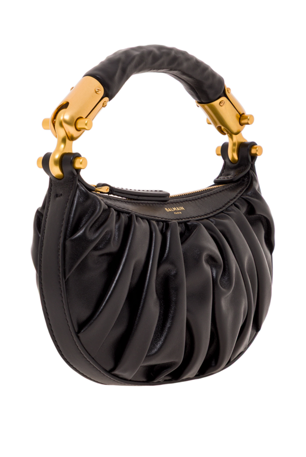 Balmain ebene mini бұзау терісінен жасалған сөмке қара түсті 192253 - фото 3