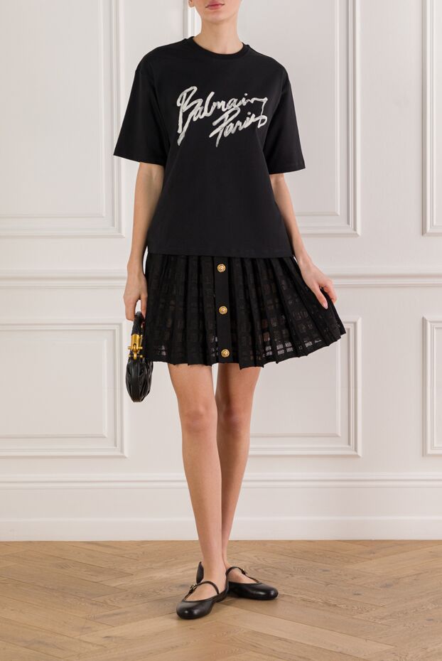 Balmain шотландиялық джерсиден жасалған қысқа бүктелген юбка 192274 - фото 2