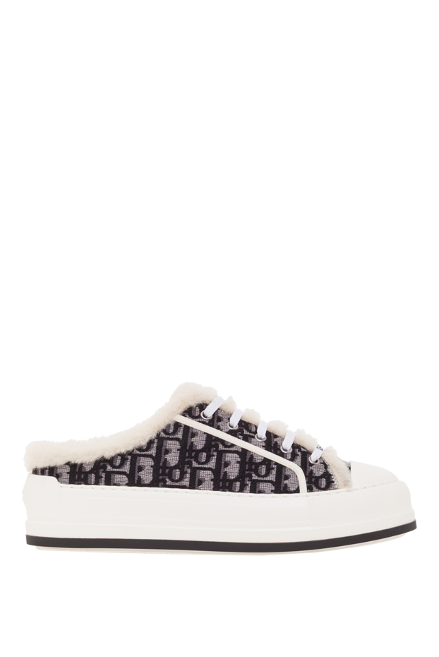 Dior walk'n' cotton mules with embroidery and white sheepskin lining 192294 - photo 1