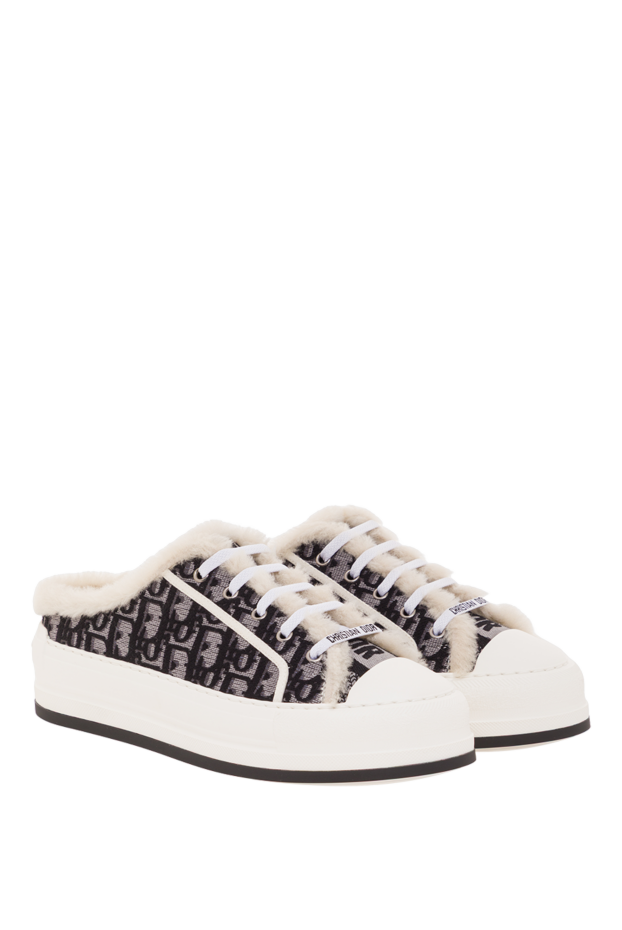 Dior walk'n' cotton mules with embroidery and white sheepskin lining 192294 - photo 3