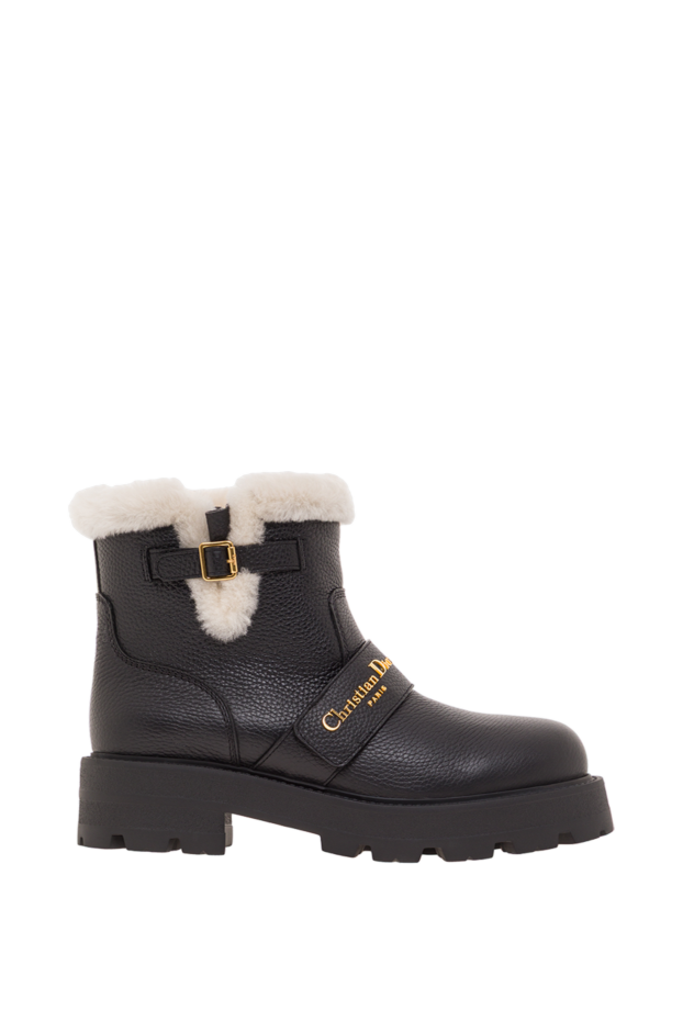 Dior d-quest black calfskin ankle boots with fur trim 192295 - photo 1
