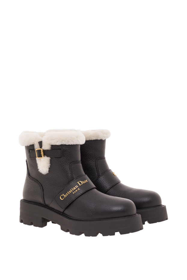 Dior d-quest black calfskin ankle boots with fur trim 192295 - photo 3