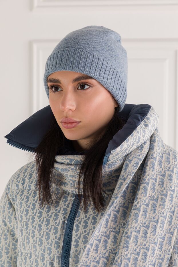 Dior light blue cashmere hat with a cuff 192297 - photo 2
