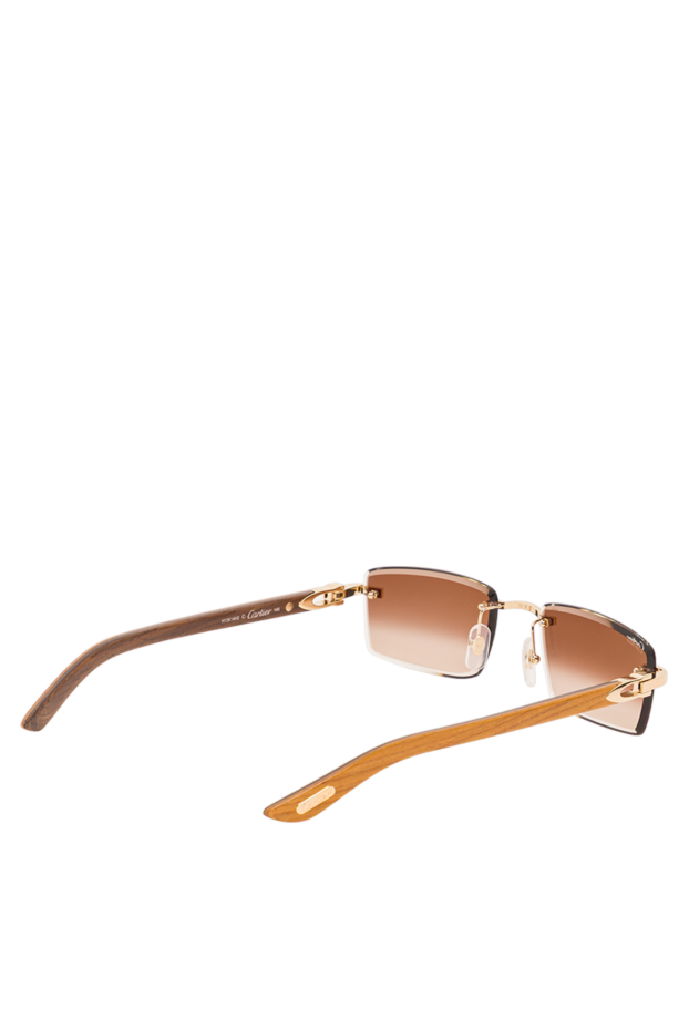 Cartier солнцезащитные прямоугольные очки с заушниками из натурального дерева 192313 - фото 3