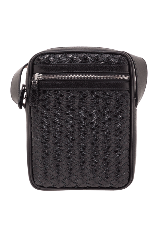 Tardini men's black woven leather shoulder messenger bag 192375 - photo 1