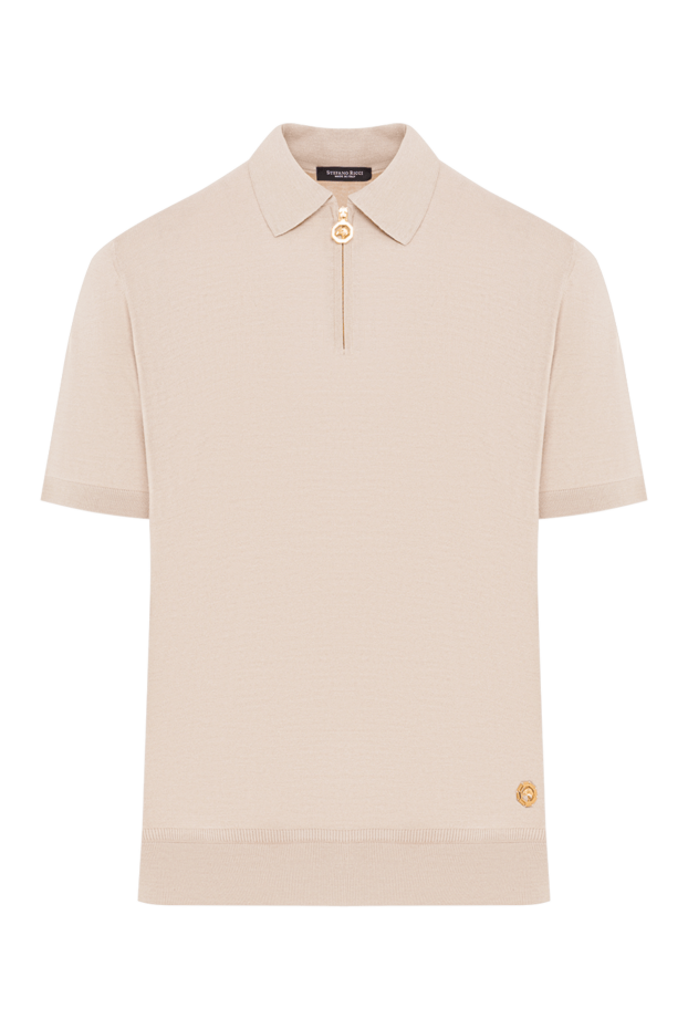 Stefano Ricci light beige silk men's polo shirt with a zipper 192395 - photo 1
