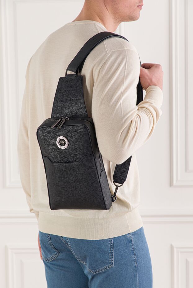 Stefano Ricci dark blue grained calfskin one-shoulder backpack 192398 - photo 2