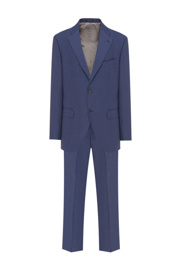 Kiton solid blue two-piece suit made of premium wool fabric 192416 - photo 1