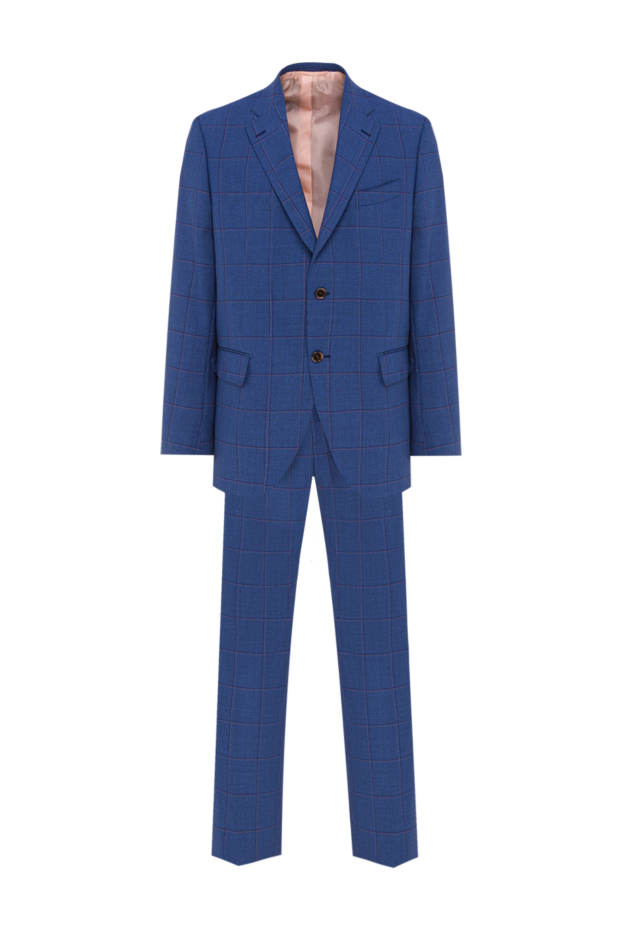Brioni blue wool two-piece suit in an elegant burgundy check 192418 - photo 1