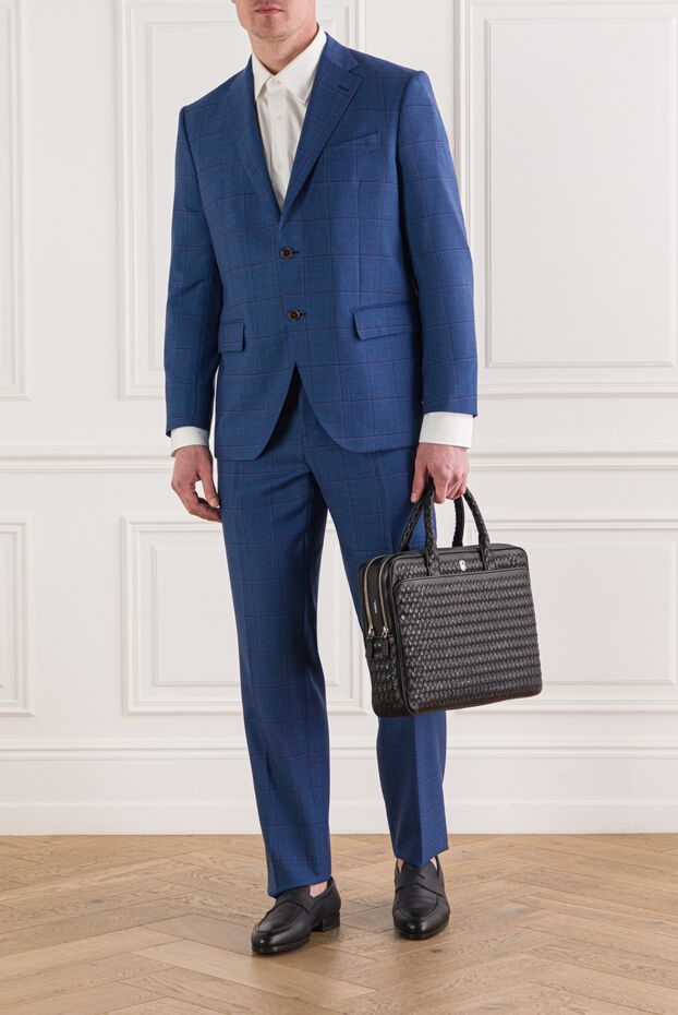 Brioni blue wool two-piece suit in an elegant burgundy check 192418 - photo 2