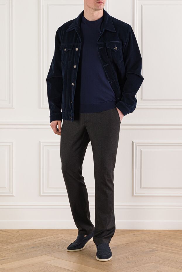 Cesare di Napoli short sleeve cotton jumper in dark blue 192432 - photo 2