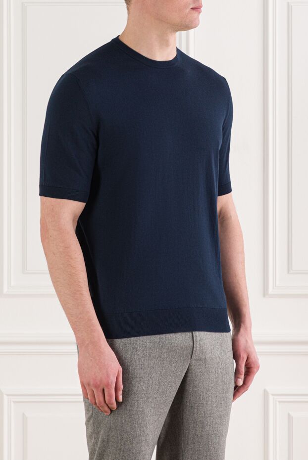 Cesare di Napoli knitted jumper with short sleeves in blue 192436 - photo 3