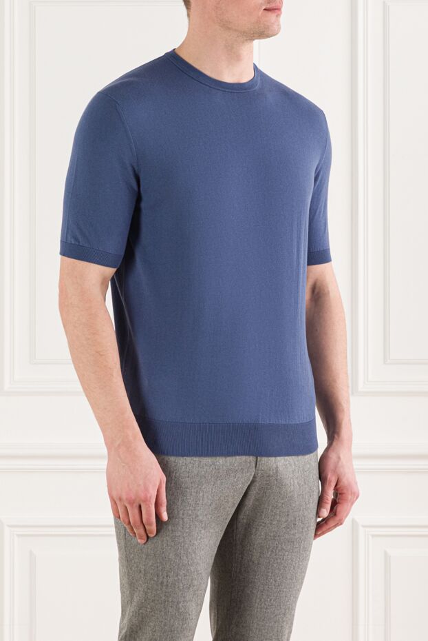 Cesare di Napoli short sleeve jumper made of blue cotton 192437 - photo 3