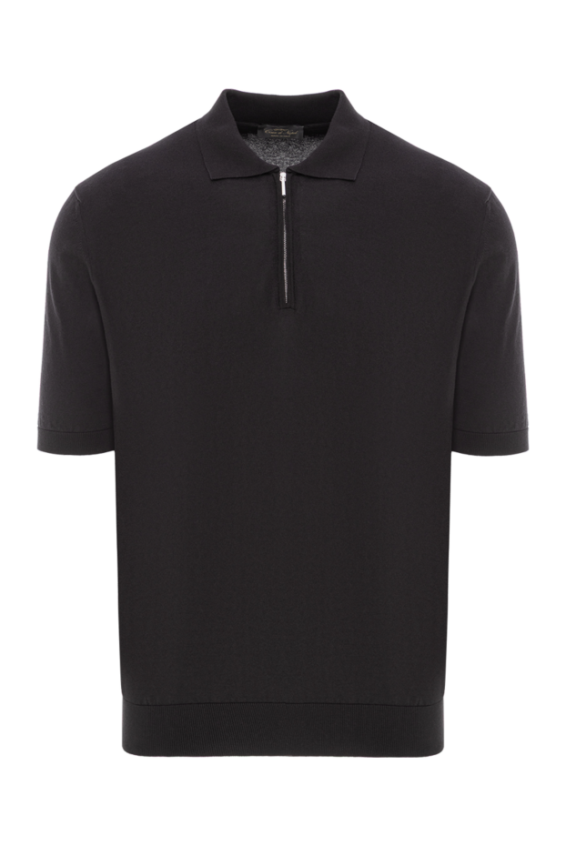 Cesare di Napoli black cotton polo shirt with collar and zip fastening 192462 - photo 1