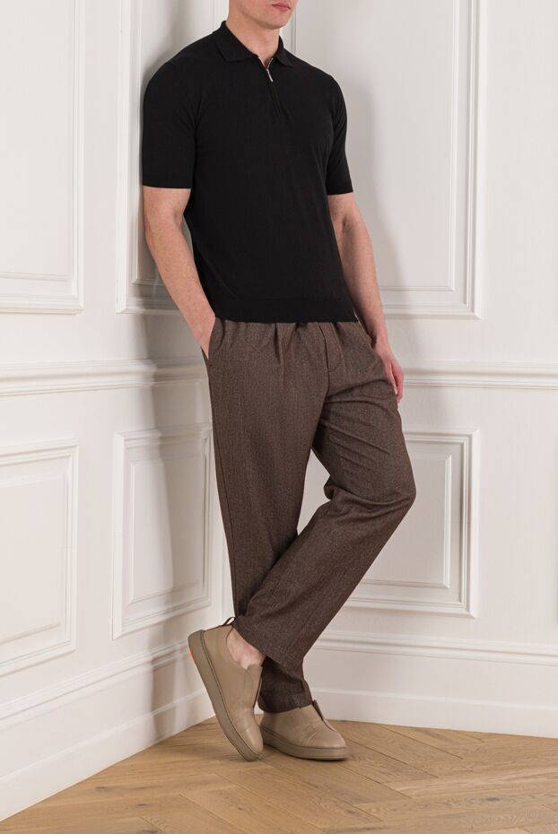 Cesare di Napoli black cotton polo shirt with collar and zip fastening 192462 - photo 2