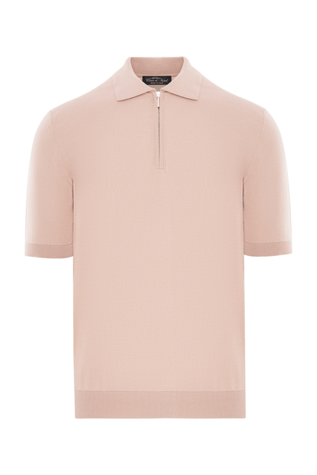 Cesare di Napoli men's beige polo shirt made of natural cotton with a zipper 192463 - photo 1