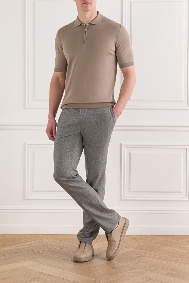 Cesare di Napoli beige polo shirt with zipper made of natural cotton 192465 - photo 2