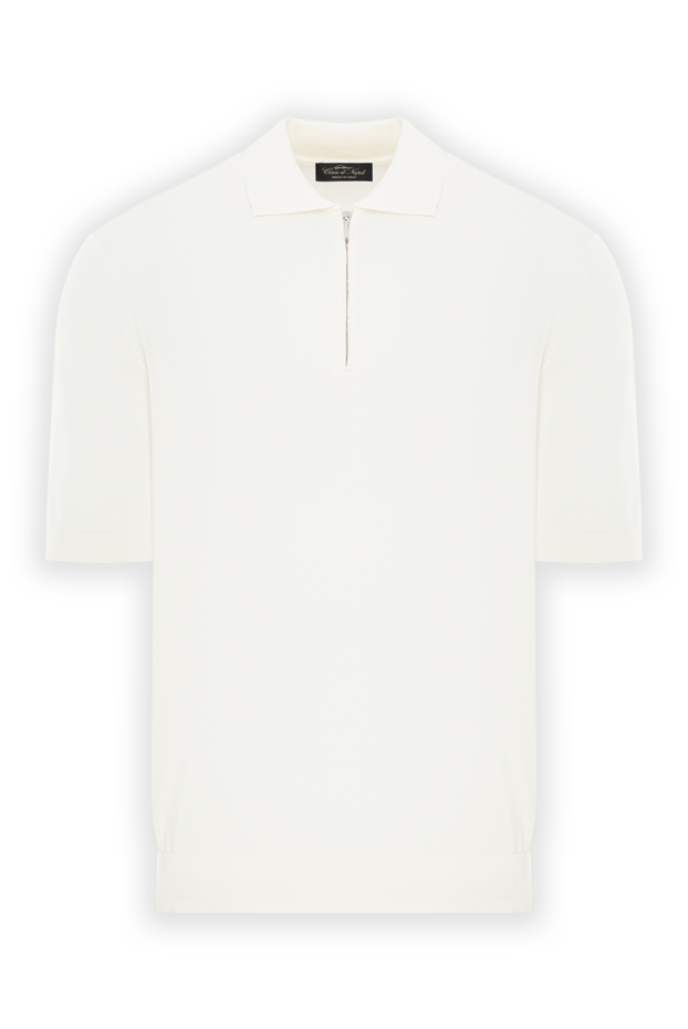 Cesare di Napoli white men's cotton jersey polo shirt with zip 192466 - photo 1