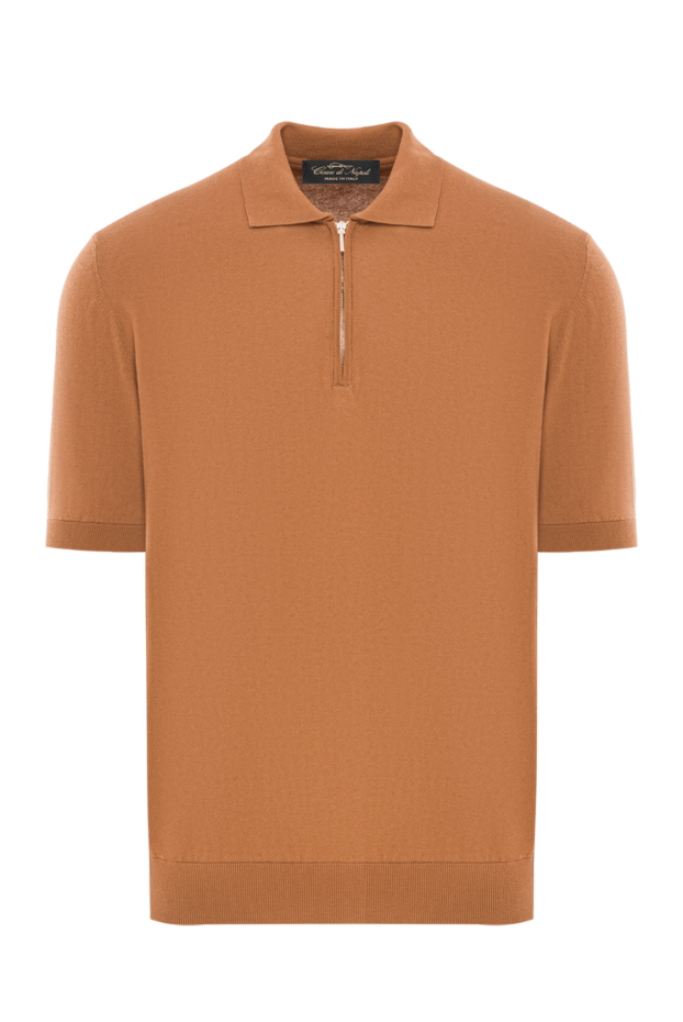 Cesare di Napoli men's caramel colored cotton polo shirt with zip 192468 - photo 1