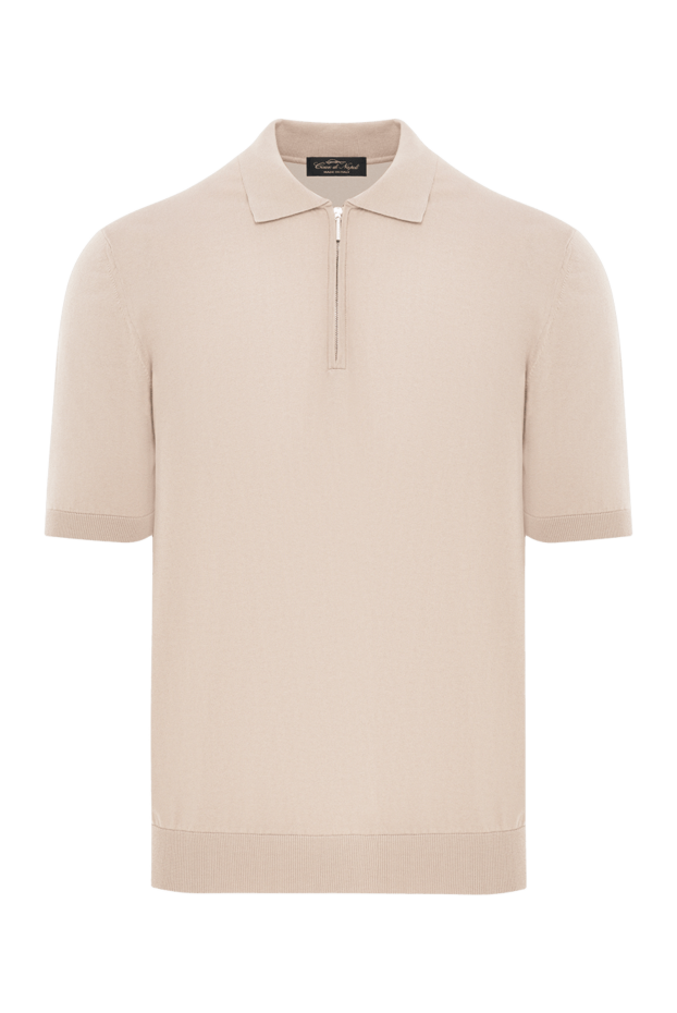 Cesare di Napoli men's beige polo shirt with a zipper made of natural cotton 192469 - photo 1