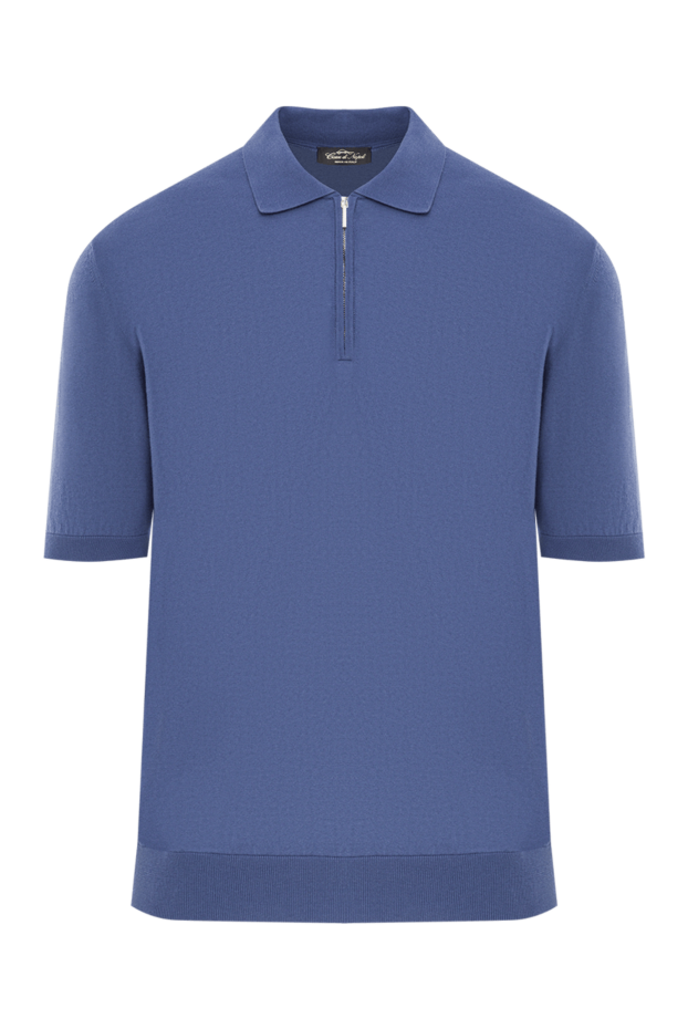 Cesare di Napoli men's blue cotton zip-up polo shirt 192471 - photo 1