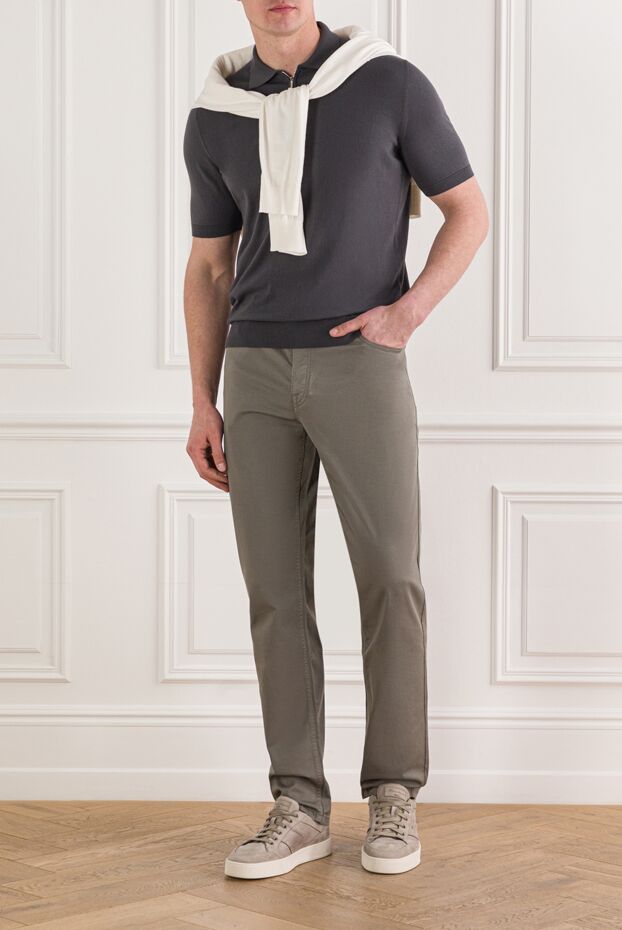 Cesare di Napoli men's grey polo shirt made of high-quality soft cotton 192472 - photo 2