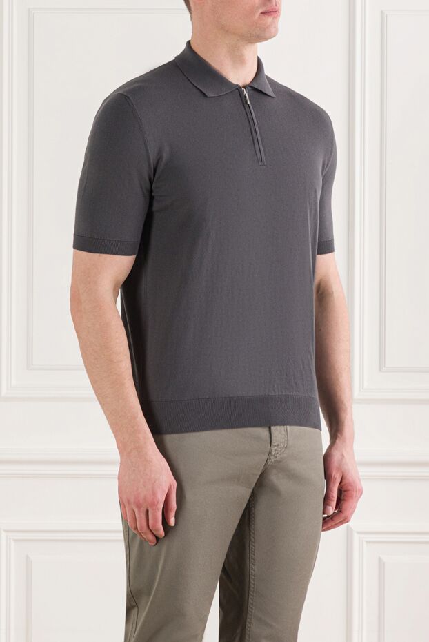 Cesare di Napoli men's grey polo shirt made of high-quality soft cotton 192472 - photo 3