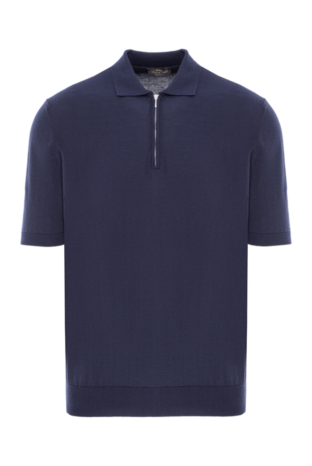 Cesare di Napoli dark blue cotton polo shirt with zip 192473 - photo 1