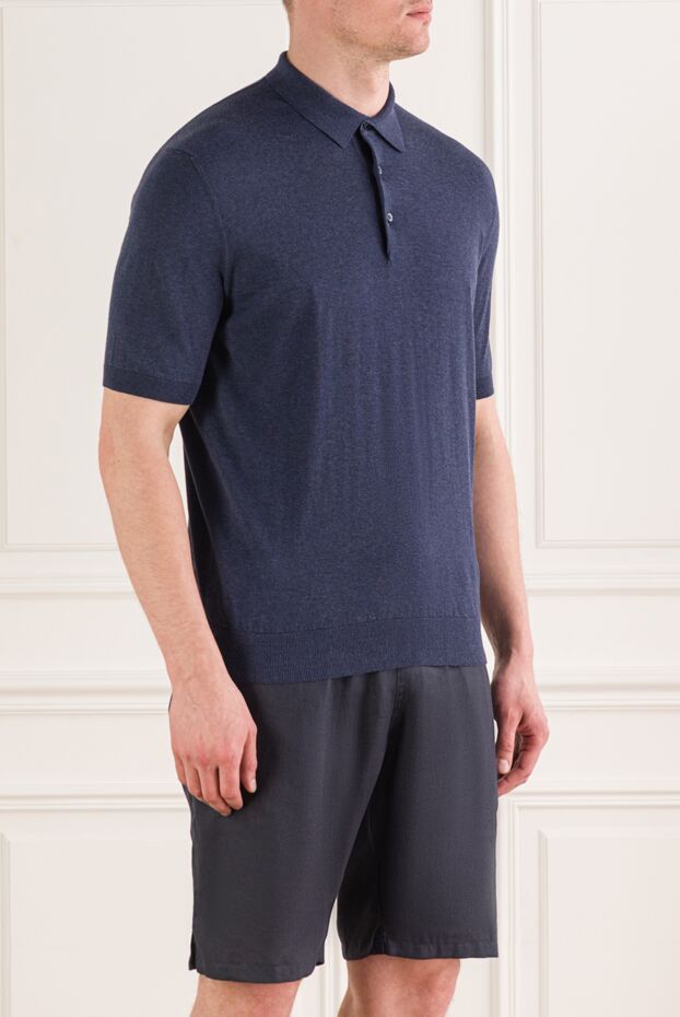 Cesare di Napoli men's blue polo shirt with a classic cut and short sleeves 192494 - photo 3