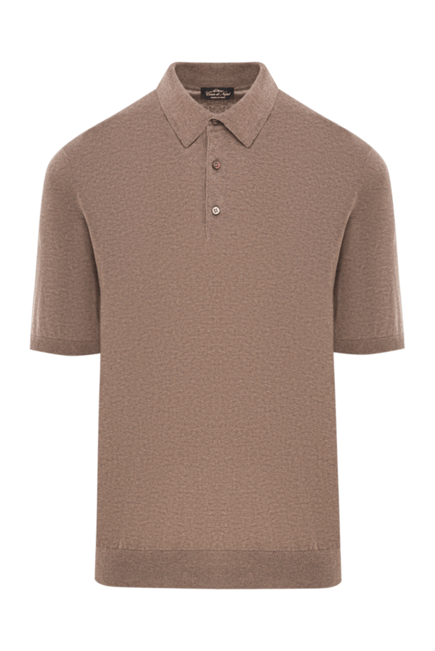 Cesare di Napoli men's mocha-colored polo shirt with buttons made of natural cotton 192496 - photo 1