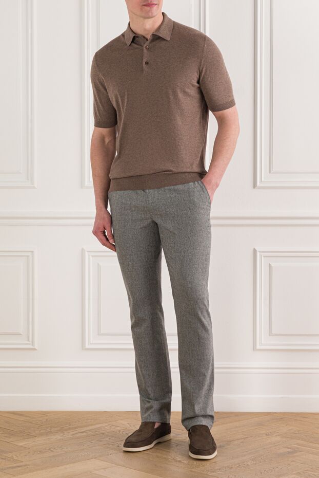 Cesare di Napoli men's mocha-colored polo shirt with buttons made of natural cotton 192496 - photo 2