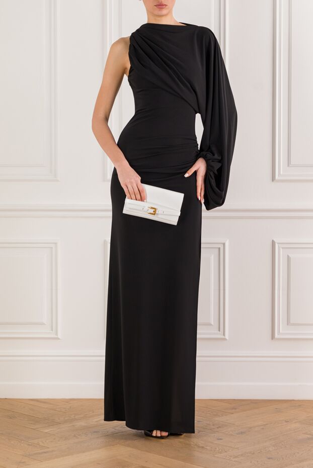 The Selene one-shoulder maxi dress is crafted from black jersey. - photo 2