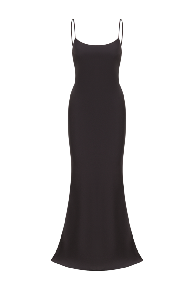 Ninfea black satin slip maxi dress with thin straps - photo 1