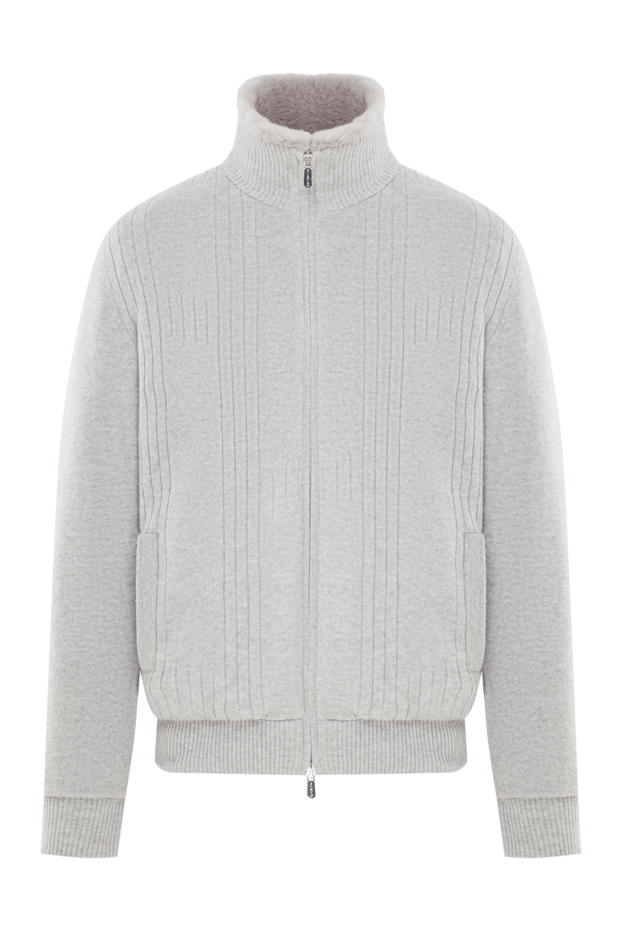 Svevo men's gray cashmere cardigan jacket with fur 192534 - photo 1